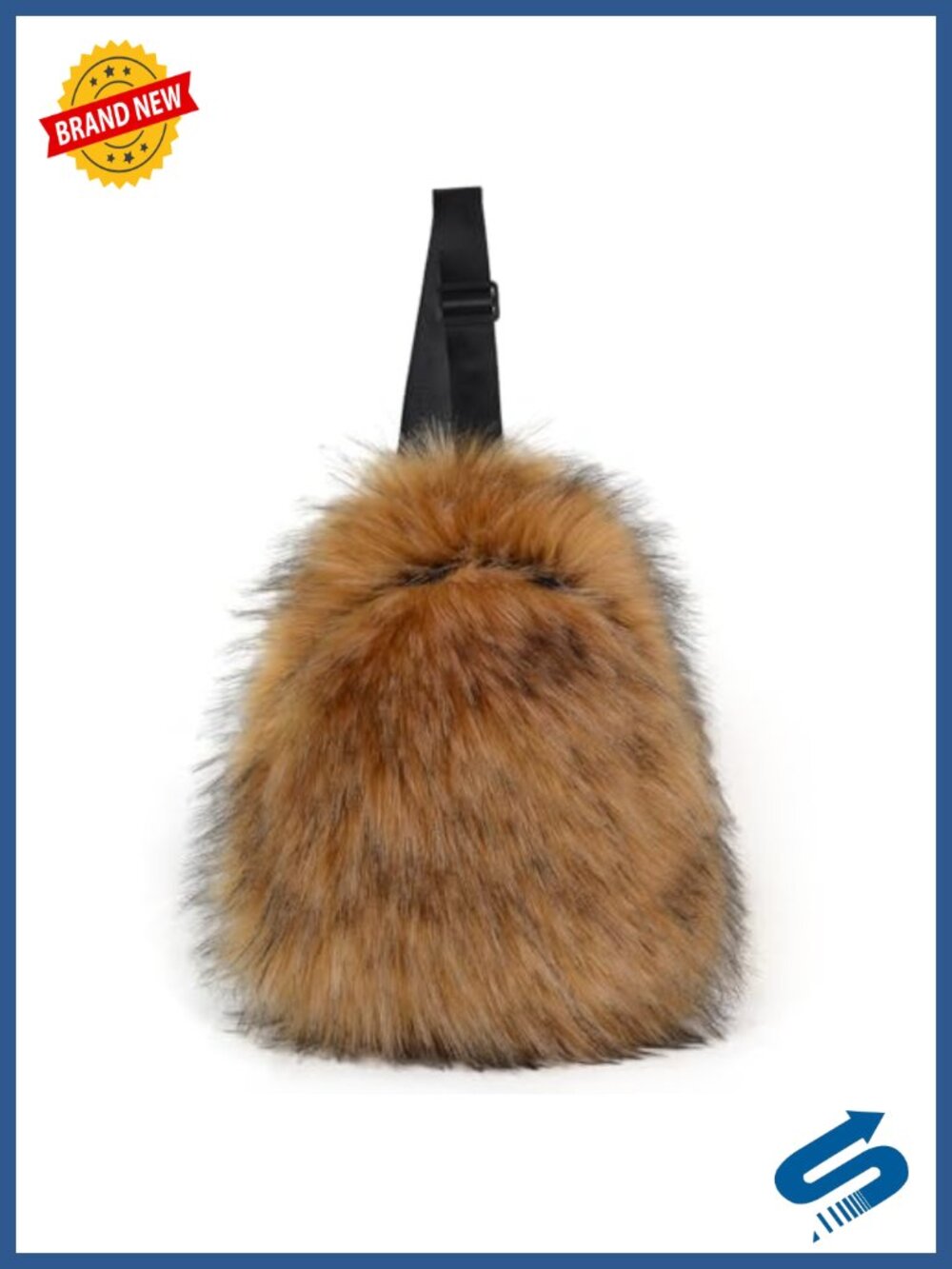 Faux Fur Crossbody Sling Bag Fuzzy Chest Bag Adjustable Strap Outdoor Hiking